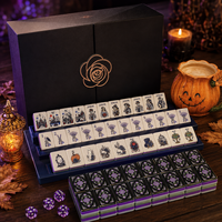 Jeu de Mahjong Gothique d'Halloween au Design Original, Tuiles Joker Squelette, Jeu de Société pour Soirée Horreur, Ensemble Unique de Mahjong d'Halloween, Effrayant