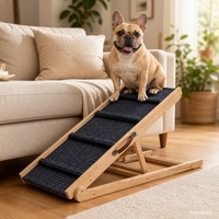 Rampe pliable pour animaux de compagnie pour canapé, tapis texturé antidérapant, poignée de transport, base en bois, rampe à angle réglable pour petits et moyens chiens, usage domestique