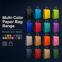 Tas Belanja Kertas Kraft Daur Ulang Mewah Multiwarna 16 Pilihan Warna dengan Pegangan Tali untuk Kemasan Ritel Pembungkus Kado Grosir