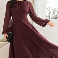 Robe YKD127 en tissu de qualité supérieure, couleur rouge vin, vêtements musulmans islamiques haut de gamme, hijabs, style décontracté, quotidien