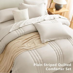 All Seasons Luxury Queen Size Comforter <strong>Sets</strong> 7 Piece Soft <strong>Bedding</strong> <strong>Set</strong> <strong>Beige</strong> Comforter <strong>Set</strong> with Sheets - Product Image 3