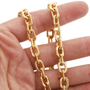 Cadena biselada rectangular plana de acero inoxidable de color dorado para bolso, teléfono, pulsera y collar para hombre H1500 - Product Image 3