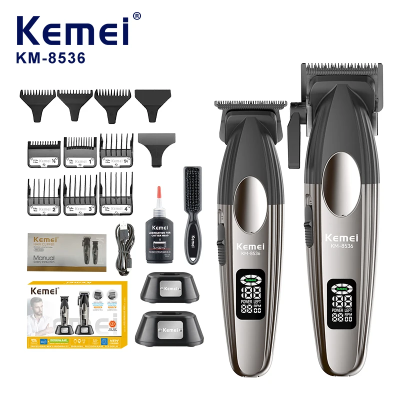 Kemei 8536 ヘアカットセット LCD、リチウムバッテリー KEMEI Km-8536 Electric Hair Clippers - Professional Trimmer