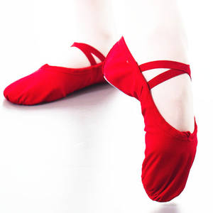 जेडब्ल्यू सस्ती लड़कियों के लिए एकमात्र कैनवास बैले जूते लाल रंग के फ्लैट बेबी को विभाजित किया - Product Image 1