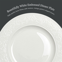Platos Base de Porcelana Fina con Relieve, Platos de Presentación Blancos para Bodas, Plato Redondo Plano para Cena