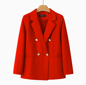 Blazer d'<span class=keywords><strong>hiver</strong></span> respirant pour femme, coupe ajustée, uni, à manches longues, avec boutons, design tissé, col Peter Pan - Product Image 3