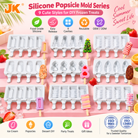 Moule à glaces en silicone Jinke à 4 cavités, facile à démouler, pour la fabrication maison d'été, avec bâtonnets en bois, qualité alimentaire sans BPA