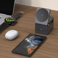 Nuevos dispositivos 2024 Estación de carga inalámbrica 3 en 1 Cubo de cargador inalámbrico para teléfono móvil Reloj inteligente Auricular