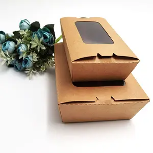 창을 가진 처분할 수 있는 Eco 친절한 종이상자 주문 처분할 수 있는 음식 급료 Kraft 종이 포장 상자
