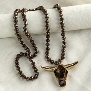 <span class=keywords><strong>Collana</strong></span> moda donna stile gioielli cristallo <span class=keywords><strong>collana</strong></span> annodata testa di toro corno ciondolo <span class=keywords><strong>collana</strong></span> bufalo - Product Image 4