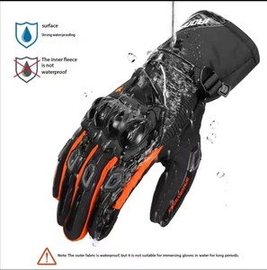Gants d'hiver de moto en cuir imperméables et chauds Gants d'équitation de vélo électrique antidérapants - Product Image 3