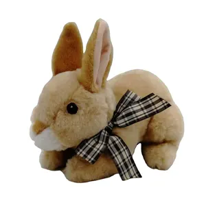 OEM/ODM高品质定制礼品批发毛绒可爱毛绒玩具10英寸兔带儿童丝带