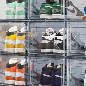 Transparent Stackable Shoe Storage Box Dustproof Cover Foldable Plastic Sneaker Organizer Rectangle Standing Type 840g - Product Image 4