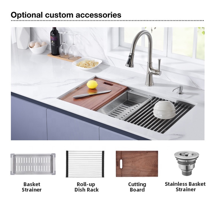 Multifunction Hand Made Basin Faucets Bathroom Sinks Single Double Bowl Smart Kitchen Sink Stainless Steel Sink · image 4