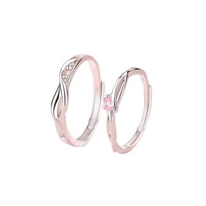 Anillos De Pareja 2pcs/<b>set</b> Tulip Flower Zircon Adjustable Couple <b>Rings</b> Wedding <b>Ring</b> Couple Engagement <b>Ring</b> for Women <b>Men</b> Jewelry - Product Image 5