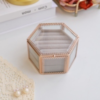 Boîte de rangement de bureau anneau collier boucle d'oreille bijoux organisateur miroir bijoux organisateur bijoux boîte cadeau pour femmes