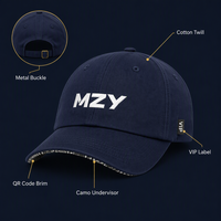 Casquette de baseball personnalisée OEM avec code QR, vente en gros, casquette de papa, étiquette VIP, motif camouflage Undervisor