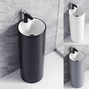 Elegante Lavabo Moderno Ovale in Ceramica Monoblocco da Pavimento, Capacità 12L, Marca BTH, Facile da Pulire, Finitura Lucida, Garanzia 3 Anni - Product Image 3