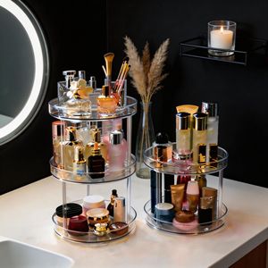 Rotating Cosmetic <b>Storage</b> <b>Box</b> Pet <b>Material</b> Desktop Organizer For Makeup And Skincare Home Bathroom Use - Product Image 4