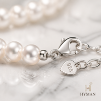 Bracelet en argent sterling S925 classique avec perles d'eau douce blanches rondes de qualité AAA de 4-4,5 mm et 6-7 mm, finition miroir, fait main, pour femmes