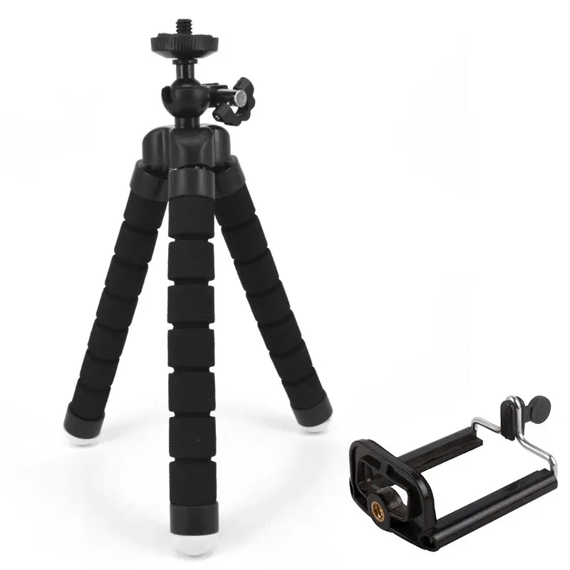 Mini treppiede flessibile spugna polpo supporto per Selfie per Go Pro fotocamera digitale telefono cellulare Webcam colore nero