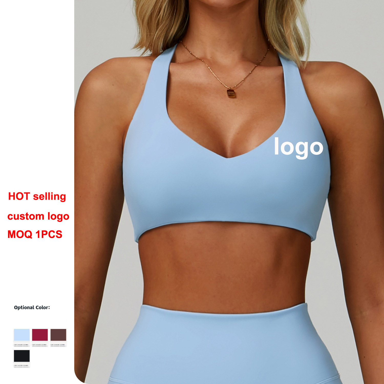 Sexy Plus Size High Support Deep V Neck Racerback Tight Workout Jogging Run 20% Spandex Sport Bra Top Gym Yoga Fitness