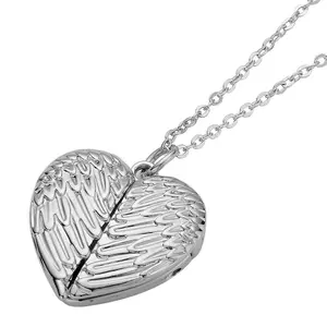यूरोपीय शैली गहने चांदी मढ़वाया दिल के आकार पेंडेंट हार व्यक्तित्व मुद्रित Pic एन्जिल पंख जोड़े कस्टम हार