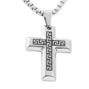 Men's <b>Titanium</b> Steel Cross Pendant Necklace Geometric Design Everyday Wear 120192 - Product Image 4
