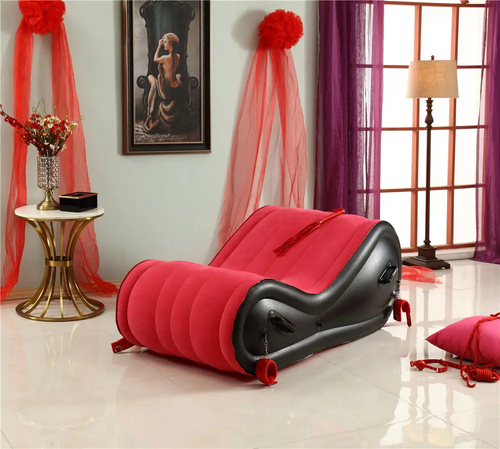 Untuk ruang tamu tempat tidur Sofa seks PVC furnitur seks bantalan udara Bdsm kursi seksi untuk pasangan Sofa besar kursi malas merah