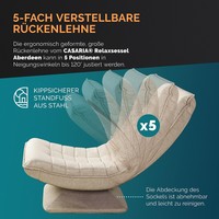 Fauteuil pivotant 5 positions réglable, fauteuil inclinable haut et confortable, fauteuil pliant pivotant à 360 degrés avec dossier réglable