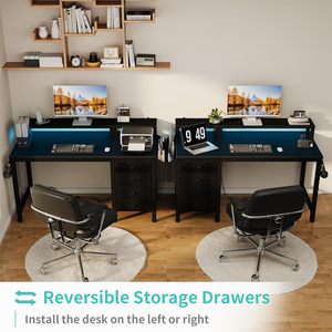 โต๊ะเล่นเกมคอมพิวเตอร์ทำจากไม้แบบพลิกกลับได้พร้อมกระเป๋าเก็บของ<span class=keywords><strong>4</strong></span>ลิ้นชักสำหรับบ้านสำนักงานและห้องนอนใช้ขาตั้งมอนิเตอร์ผ้าสีดำ - Product Image 5