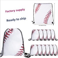 Sac de sport en polyester à cordon de serrage, imprimé softball et baseball, pour fitness en extérieur, best-seller pour influenceurs, stock en gros disponible