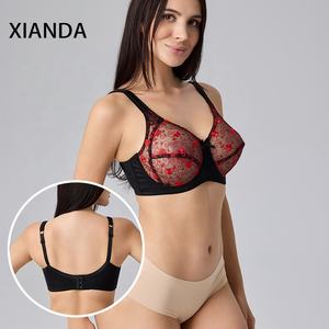 Reggiseno Senza Ferretto Push-Up con Gancio Posteriore, Taglia Grande, in Pizzo Trasparente con Ricamo Floreale, Personalizzabile OEM ODM XIANDA - Product Image 1