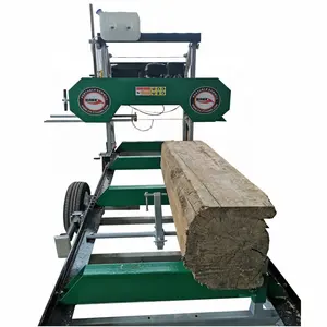 Diesel engine portable sawmill band sawmill band saw machines sawmill horizontal on wheels with hand winch manual
