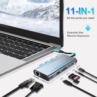 Base de Conexión USB-C 11 en 1 Justlink con HDMI 4K, VGA, Gigabit Ethernet 100M, 87W PD, SD/TF para Laptop y MacBook