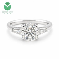 Bague de fiançailles classique à trois pierres Betterstar Brilliant Cut Lab Grown Diamond, plaqué or blanc 14K 18K, 2 carats D VVS, certifiée IGI