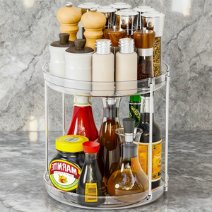 Round 360&deg; Rotating Spice Rack, Clear <strong>Lazy</strong> <strong>Susan</strong> Turntable for Cabinet, Pantry, <strong>Fridge</strong>, Kitchen Countertop Organization - Product Image 2