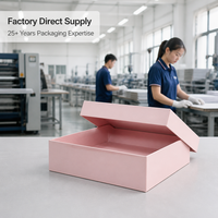 Boîte cadeau rigide rose clair, style plateau peu profond, finition mate pour accessoires de beauté, vente en gros et au détail directement de l'usine