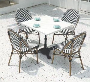 โต๊ะอาหารหินอ่อนสีขาว60x60ซม. เฟอร์นิเจอร์ห้องรับประทานอาหารสี่เหลี่ยมสำหรับใช้ในบ้านโรงแรมบาร์กลางแจ้ง - Product Image 3