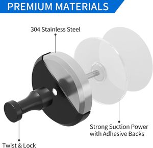 Hút cup <span class=keywords><strong>Hooks</strong></span> đối với vòi hoa sen phòng tắm cửa sổ kính gương gạch dính khăn móc cho treo mướp Robe Matte đen 2 gói - Product Image 3