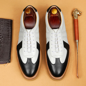 Chaussures en cuir pour hommes de style Oxford britannique, en cuir de vache véritable avec semelle épaisse, design rehaussant, pour usage professionnel, cuir véritable - Product Image 1