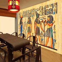 Papier peint non tissé à thème Pharaon et hiéroglyphes du Papyrus égyptien ancien pour décoration de restaurant