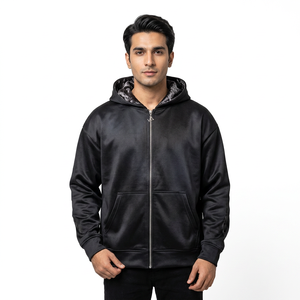 Sweat à capuche zippé personnalisé pour homme, en coton épais, avec broderie chenille, effet délavé soleil, finition vintage et doublure satinée - Product Image 1