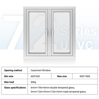 Ventana Abatible de PVC con Certificado de Conformidad de Nueva Zelanda, Insonorizada, Exterior, con Doble Capa de Vidrio