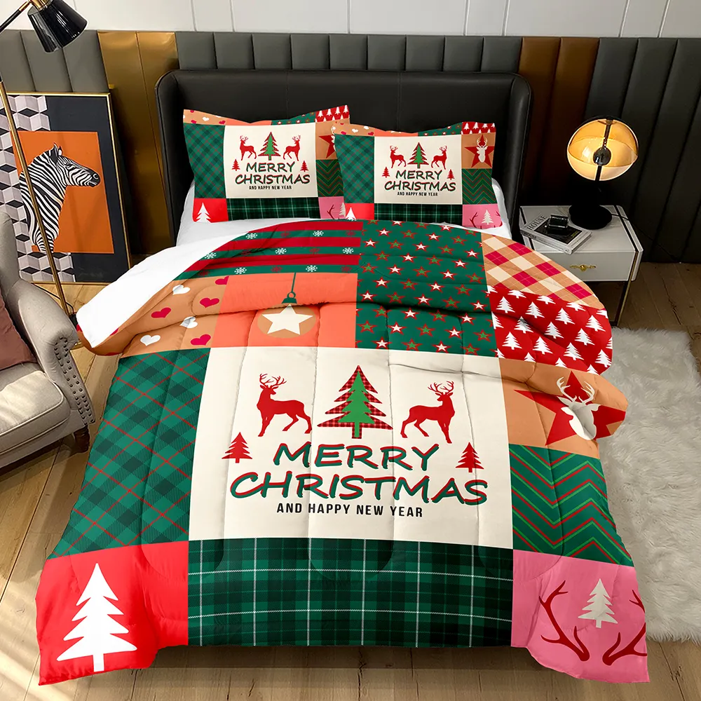 Festival duvet Microfiber interior soft high quality 3D deer print Christmas bedroom set quilt