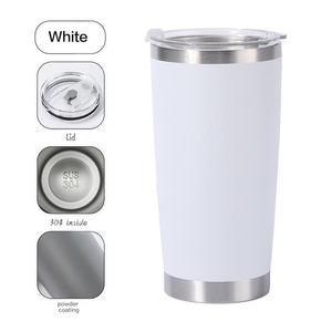 Vasos de acero inoxidable de 20 oz con tapa, taza aislada al vacío de doble pared, taza recubierta de polvo de 20 oz <span class=keywords><strong>para</strong></span> bebidas frías y calientes - Product Image 5