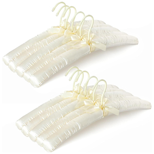 <span class=keywords><strong>Cintre</strong></span> <span class=keywords><strong>en</strong></span> tissu doux mousse épaisse <span class=keywords><strong>soie</strong></span> ivoire rembourré Satin cintres pour robe - Product Image 1