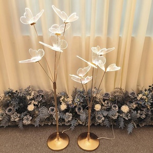 Nouveau style, 5 têtes de papillons en acrylique, lumières LED lumineuses pour allée, éclairage de scène pour mariage, décoration d'événements - Product Image 1