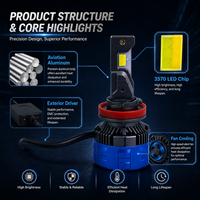 Ampoule de phare LED pour voiture SFIDA V3E TRI COULEURS 12V, super lumineuse, plug and play, H4 H7 H11 9005 9006
