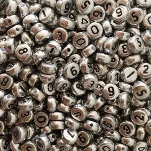 Wholesale Silver 4*7mm Acrylic Alphabet Number Beads For Jewelry Making